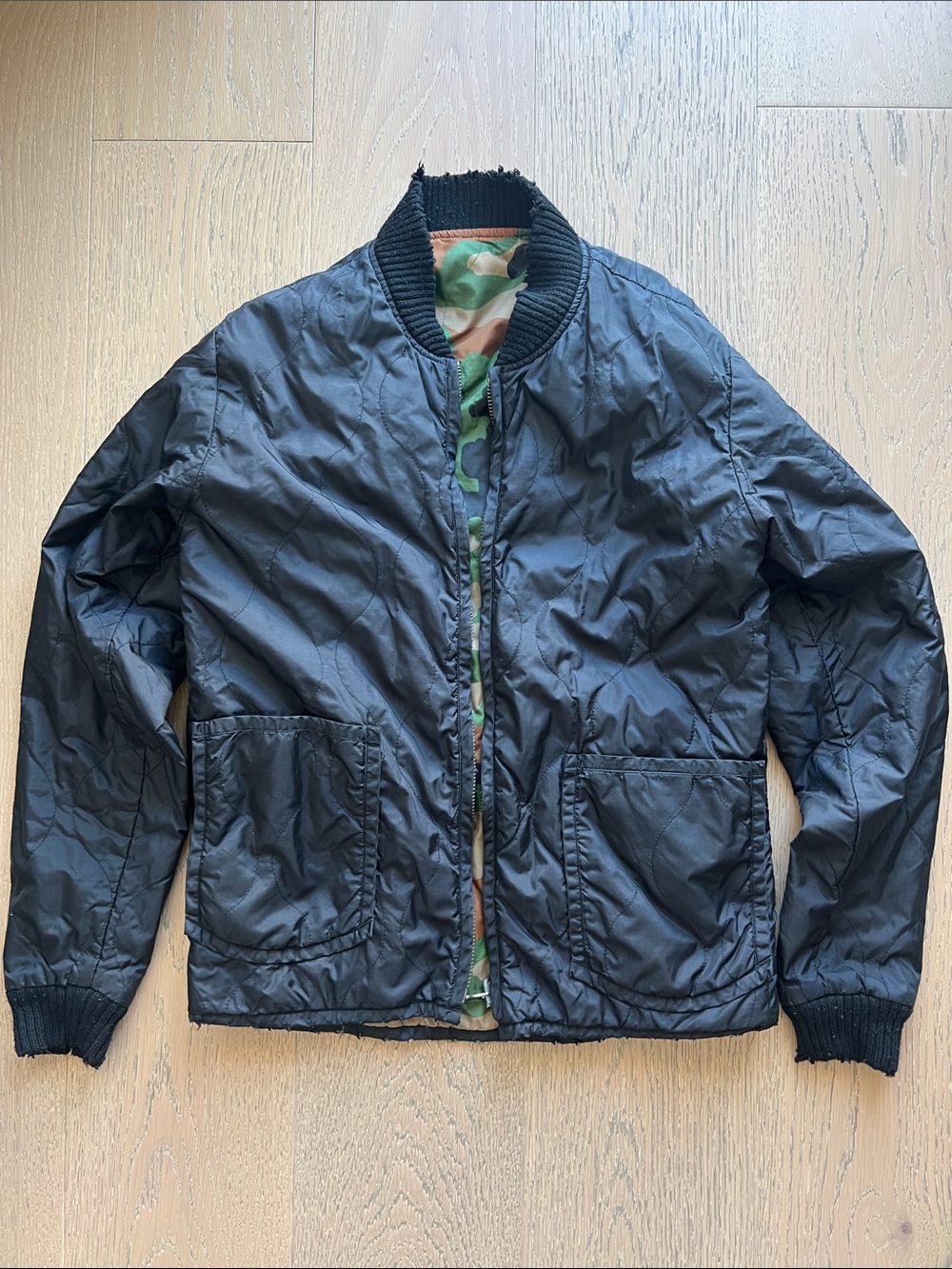 Men's Black Reversible Bomber Jacket